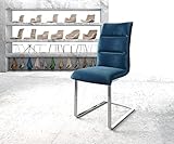 DELIFE Schwingstuhl Xantus-Flex Freischwinger flach Chrom Samt Blau