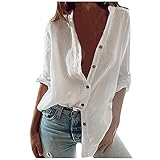 Geilisungren Oberteil Damen Langarm Hemd für Frauen Knöpfe Sommer Elegant Hemdbluse Übergröße Blumen Tunika Tops Lässige Arbeits Oberteile Daily Fit-Töpfe Bluse Pullover Damen Glitzer