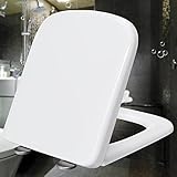 Toilettendeckel mit Absenkautomatik Weiß Abnehmbar Premium Toilettensitz Badinstallationen Rutschfester Nachhaltiger Wc Deckel Top-Installation,white-36 * 44cm