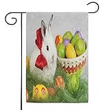 Feiertage Osterhase Eier Gartenflagge 30,5 x 45,7 cm vertikale doppelseitige Hofflagge Outdoor-Dekorationen rustikale Bauernhaus-Dekoration für saisonalen Urlaub