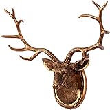 Hirschkopf Tierkopf Wanddekoration, Wanddekoration Skulptur, Geweih Deko Wand Hirschkopf Wanddeko, Moderne Wohnzimmer Bar Wandbehang Dekorationen,Copper