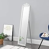 [en.casa] Standspiegel Arezzo 160x40 cm Ganzkörperspiegel rechteckig Ankleidespiegel kippbar Barock Weiß