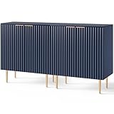 SICOTAS Sideboard Kommode 2er Set Moderner Küchenschrank mit 2 Türen und verstellbarem Regal, Buffetschrank aus Holz Designer Schrank für Wohnzimmer Schlafzimmer Küche Flur Blau 145,2 x 40 x 87 cm