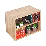 RICOO Bücherregal 2 Fächer 60 x 45 x 40 cm schmales Regal Spannplatte aus Holz, Eiche braun WM110-EG, Standregal Büro-Bücherregale, Regale & Ablagen, Druckerständer, Druckerregal, Aktenregal