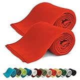 KiGATEX 2er Pack Polar Fleecedecke Uni - Tagesdeckenset - Sofaüberwurf - 130x160 cm - ca. 420g pflegeleicht – Oeko-Tex Zertifiziert - Rot