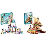 LEGO 43219 Disney Princess Kreative Schlösserbox & 43210 Disney Princess Vaianas Katamaran Spielzeug Boot mit Vaiana und Sina Prinzessinnen Mini-Puppen & Delfin-Figur für Mädchen und Jungen