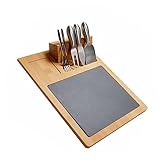 BESTonZON 1 Set Schiefer- Und Gabelset Holzschneidebretter Essecke Obsttablett Servierplatte Bambus-Käsebrett Mit Besteckset Wurstwarenbesteck Käsebrett Platte Geschirr