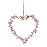 TGG 2X Schleierkraut Herz Hänger, geperlt offen 11cm, beidseitig !!! (rosa)
