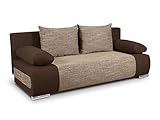 Schlafsofa Naki - Sofa mit Schlaffunktion und Bettkasten, Bettsofa, Couchgarnitur, Couch, Sofagarnitur, Bett (Braun + Beige (Alova 68 + Berlin 03))