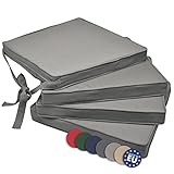 Beautissu Loft SK Stuhlkissen 45x40 cm Grau - 4er Set Stuhlpolster mit Bändern Sitzkissen für Stühle, Sitzpolster Set rutschfest mit Befestigungsbändern Sitzauflage Polsterauflage