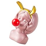 DOITOOL 1 x Blasen Mädchen Kunstharz-Blumentopf, Mini-nordische, kreative getrocknete Blumenvase, Ornamente, niedliche Mädchen, Kaugummi-Statue, Sukkulenten, Blumentopf, Stifthalter (rosa)