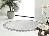 ENGLISH HOME Teppich Wohnzimmer Schlafzimmer, Flauschiger Teppich, Badezimmerteppich Rund, Teppich Waschbar in Waschmaschine, Teppich Kinderzimmer, 120 cm, Grau