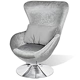 vidaXL Sessel Ei-Form Silbern Drehsessel Loungesessel Clubsessel Relaxsessel