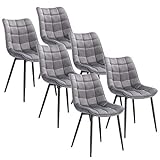 WOLTU 6 x Esszimmerstühle 6er Set Esszimmerstuhl Küchenstuhl Polsterstuhl Design Stuhl mit Rückenlehne, mit Sitzfläche aus Samt, Gestell aus Metall, Hellgrau, BH142hgr-6