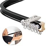 Gebogene Vorhangschienen, Schwarzes Hochleistungs-Aluminium-Vorhangschienen-System, Deckenhalterung Für Vorhangschiene, Für Schlafzimmer-Wohnzimmer-Fenster (Color : Noir, Size : 5.6m/18ft)