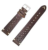 Sandtuhr Fluco Hunter Racing 19mm Vintage Dunkelbraun Leder Herren Uhrenarmband Made in Germany