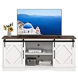 fangqi Großer TV-Schrank TV Stand Sideboard Entertainment Center mit 2 klassischen Schiebetüren Einstellbare Regale für Wohnzimmer Esszimmer Landhaus Modernes Design 150 * 40 * 60cm