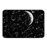 Konstellation Badteppiche Sternzeichen rutschfest Saugfähige Badematte 40x60cm Badvorleger Galaxis Sternenklarer Himmel Lauschig Badezimmerteppich Wohnkultur Schwarz Weiß Weltraum Mond Sterne Muster