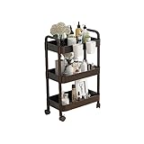 POCHY Servierwagen, 3-4-stufiger Acryl-Beistelltisch, geräuschlose Räder, Aufbewahrungswagen, mobiler Beistelltisch, erhöhter Zaun, Getränkewagen, Rollwagen