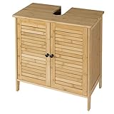 EUGAD Waschbeckenunterschrank Unterschrank Badezimmerschrank Waschtisch Badschrank mit 2 Türe 60 x 30 x 60 cm Bambus