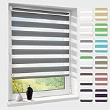 Doppelrollo klemmfix ohne Bohren, Duo Rollos für Fenster & Tür mit Bohren, Version 2023 Anthrazit 45x150cm (BxH), Fensterrollo lichtdurchlässig & verdunkelnd, Klemmrollo Sonnenschutz