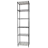 SUNLPH 6-stöckiges Drahtregal, verstellbare Regale, Metall-Aufbewahrungsregal für Wäsche, Badezimmer, Küche, Speisekammer, Schrank-Organisation (schwarz, 42,2 cm L x 29 cm B x 164,1 cm H)