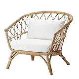 Bequemer Rattanstuhl, Entspannender Gartenstuhl, Terrassensofasessel for Den Innen- Und Außenbereich (Color : White, Size : 62x72x75cm)