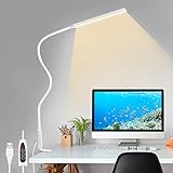 yotutun LED Schreibtischlampe Schreibtischlampe kinder, flexible Schwanenhals,10W schreibtisch lampe dimmbar, 3 Modi 10 Helligkeit mit Speicherfunktion USB Leslicht