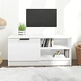 MOONAIRY TV-Schrank, TV Lowboard, TV Board, Fernsehtisch, Fernsehschrank, Wohnzimmer, TV Tisch, Fernseher Tisch, Fernsehkommode, Hochglanz-Weiß 80x35x36,5 cm Holzwerkstoff