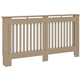 Moderne Heizkörperabdeckung mit Lattenrost mit vertikalen Lüftungsschlitzen, 152 x 19 x 81 cm, Heizkörperabdeckung aus MDF mit Ablage für Schlafzimmer und Wohnzimmer