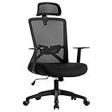 Amazon Brand - Umi Bürostuhl Ergonomisch mit Rückenlehne, Chefsessel von Atmungsaktivem Mesh-Gewebe, Bürostühle Armlehnen und Verstellbarer Kopfstütze, Höhenverstellung Chair Bis 150 kg