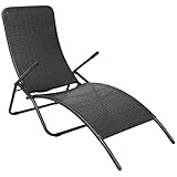 vidaXL Sonnenliege Klappbar Gartenliege Gartenmöbel Liege Strandliege Relaxliege Freizeitliege Liegestuhl Rattanmöbel Poly Rattan Schwarz