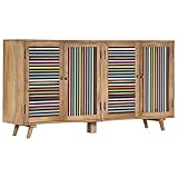 JUNZAI Sideboard, Kommode Schlafzimmer, Schlafzimmer Möbel, Esszimmer Schrank, Komodenschrank, Büromöbel, Buffetschrank, 150x30x75 cm Massivholz Mango