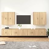 Festnight TV-Schrank-Set Wandmontage 8-TLG. Sideboard Wohnzimmer TV Hängend Sonoma Eiche,Lowboard Hängend,Fernsehschrank,Wandregal Wohnwand TV-Schrank Holzwerkstoff