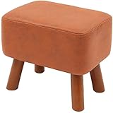 Fußhocker, Schminktisch, Fußstütze, Sofahocker, Zuhause, Wohnzimmer, Mode, Schuhe, Bank, Massivholz, quadratischer Hocker (Orange-Grau)