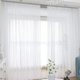 Fenstervorhänge, weiß, durchsichtig, 183 cm, lang, 2 Paneele, durchscheinend, weiße Vorhänge, einfache Stangentasche, Panel für Schlafzimmer, Kinder, Wohnzimmer, Hof, 132.1 cm Bx182.9 cm L,2 Stück)