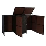 Mendler 3er-Mülltonnenverkleidung HWC-E25, Mülltonnenbox Mülltonnenabdeckung, Poly-Rattan 3x120l - braun