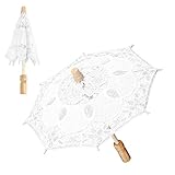 Agatige Mini Spitze Regenschirm, Hochzeit Braut Sonnenschirm Regenschirm Vintage für Mädchen Party Dekor Tanz Fotografie Prop Fotoshooting(Weiß)