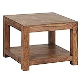 Wohnling Couchtisch Massiv-Holz Sheesham 60 x 60 cm Wohnzimmer-Tisch Design dunkel-braun Landhaus-Stil Beistelltisch Natur-Produkt Wohnzimmermöbel Unikat modern Massivholzmöbel Echtholz rechteckig