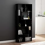 BULANED Bücherregal, Regal, Schrank, Regal, Bookshelf, Leiterregal, Standregal, Wandregal, Aktenregal, DVD Regal, Schwarz 67x24x161 cm Spanplatte