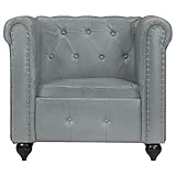 Bussandri Exclusive - Chesterfield-Sessel Grau Echtleder