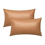 BRAWARM Kissenbezüge aus braunem Leder, 30,5 x 50,8 cm, Schlangenleder, 2 Stück, dekorative Lendenwirbelkissen, für Couch, Wohnzimmer, Garten, Bett, Sofa, Zuhause