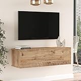 [en.casa] TV Hängeboard Lapinlahti Lowboard Hängeschrank 100 cm TV Board Fernsehtisch Wandregal hängend Eiche rustikal