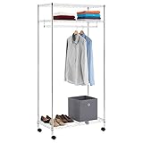 IDIMEX Garderobenwagen Rollgarderobe Garderobe mit 3 Ablagen und 1 Kleiderstange, verchromt, Sicherheitsdoppelrollen
