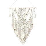 Fulenyi Makramee Wandbehang, gewebter Wandteppich Boho mit Quasten, Modern Dekorative Ästhetische Tapisserie Nordic Elegant für Schlafzimmer, Wohnzimmer, Kinderzimmer, Kinderzimmer