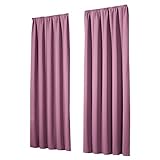 heimtexland ® Thermovorhang 2er Set Verdunkelungsvorhang Kräuselband Blickdicht Verdunklungsgardine Schlafzimmer Dekoschal Typ139 Mauve HxB 245x135 cm 2 Stück