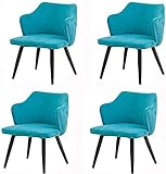 HAVMAK Moderne Küche Esszimmerstühle Set Esszimmerstühle 4er Set Empfangsstuhl Metallbeine Wohnzimmerstühle mit Samtsitz und Rückenlehnen Küche Wohnzimmer Lounge Stühle (Farbe: Hellblau)