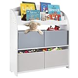 ONVAYA® Kinder-Bücherregal Finn Weiß | Kinderregal mit Boxen | Aufbewahrung von Büchern und Spielzeug | Organizer für Kinderzimmer