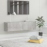 BULANED TV-Schrank, Wohnzimmertisch, Fernsehschrank, Fernsehregal, TV Lowboard, TV-möbel, Betongrau 120×30×30 cm Spanplatte
