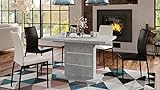 Mazzoni Design Esstisch Tisch Piano ausziehbar 120 bis 200 cm, Farbe:Beton/Weiß matt